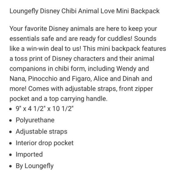 DISNEY Loungefly Disney Pets Chibi Animals Love Mini Backpack & Card Holder - Picture 12 of 15